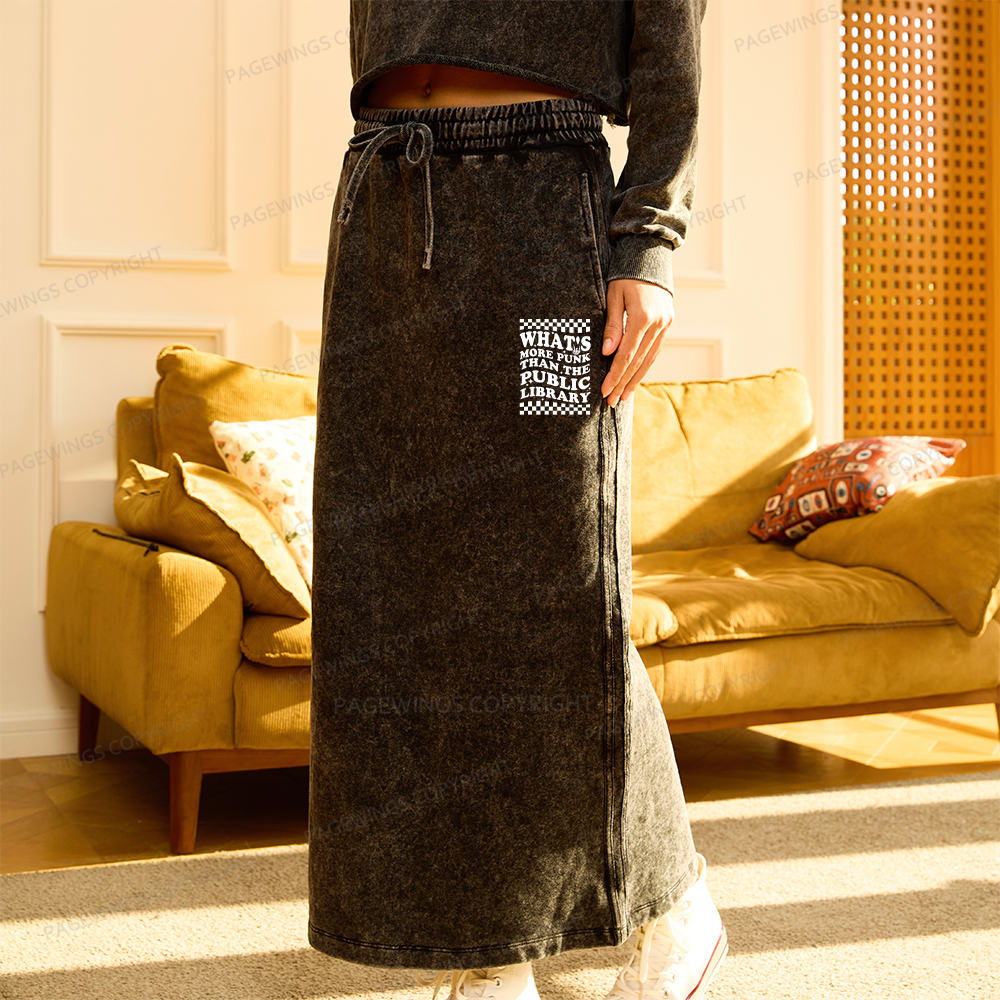 Pagewings Punk The Public Library Women Washed Long Skirts