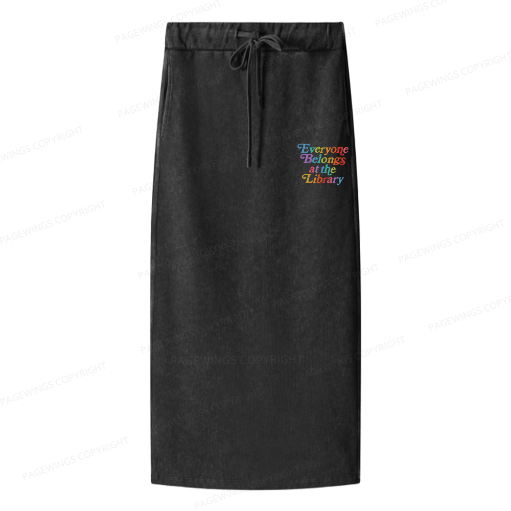 Pagewings Everyone belongs at the library Women Washed Long Skirts
