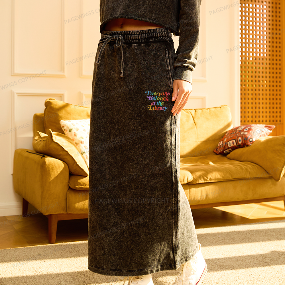 Pagewings Everyone belongs at the library Women Washed Long Skirts