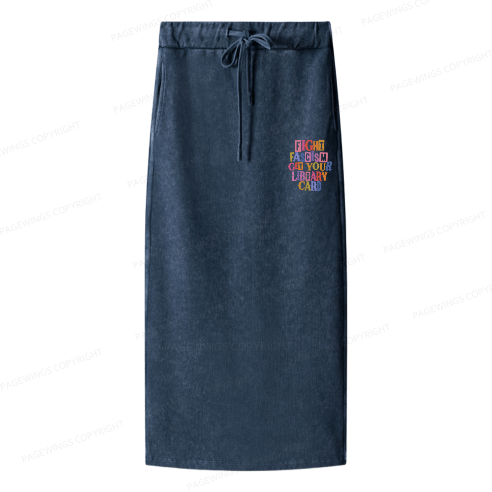 Pagewings Get Your Library Card Women Washed Long Skirts