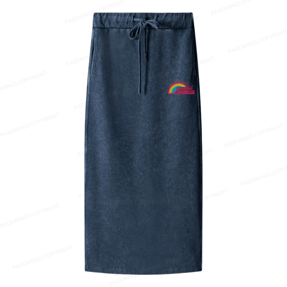 Pagewings Reading Rainbow Women Washed Long Skirts