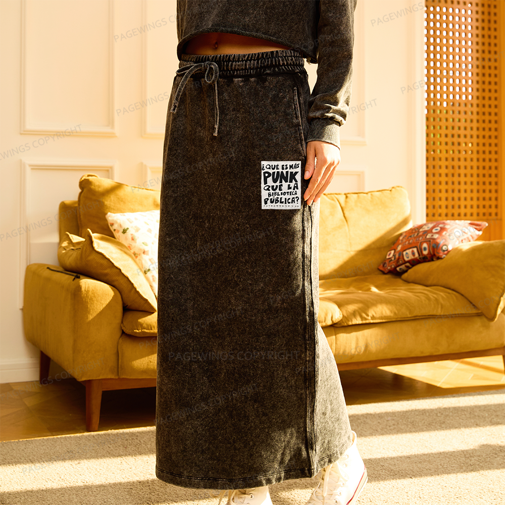 Pagewings What's More Punk Than The Public Library Women Washed Long Skirts