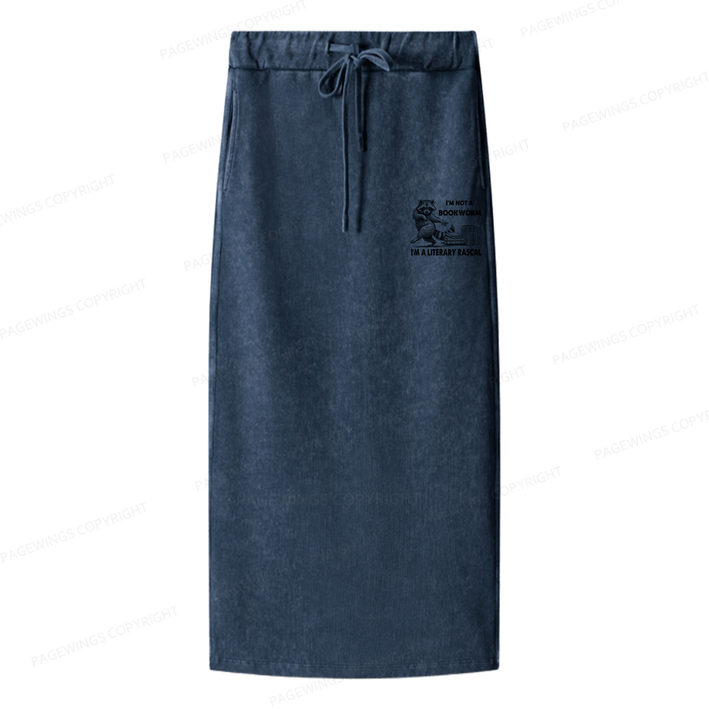 Pagewings I'm Not A Bookworm I'm A Literary Rascal Women Washed Long Skirts