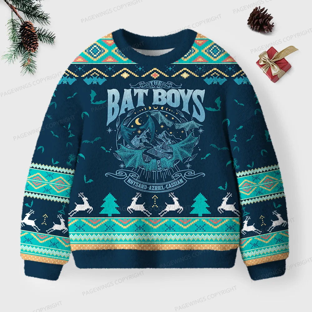 Pagewings Bat Boys Unisex Ugly Knit Sweatshirt