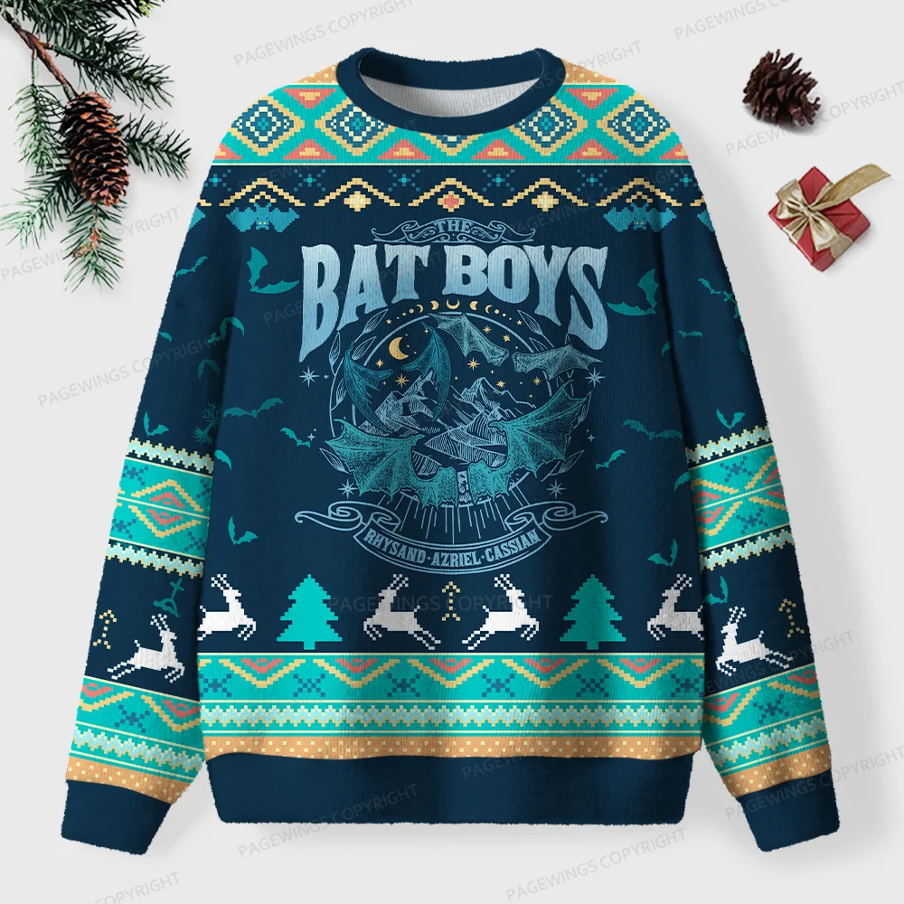 Pagewings Bat Boys Unisex Ugly Knit Sweatshirt