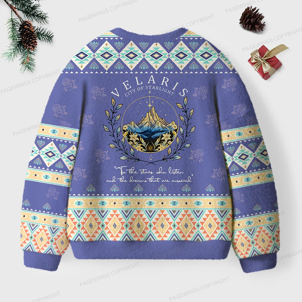 Pagewings Velaris City Of Starlight Unisex Ugly Knit Sweatshirt