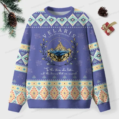 Pagewings Velaris City Of Starlight Unisex Ugly Knit Sweatshirt
