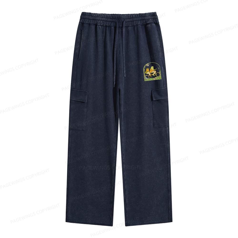 Pagewings Frog And Toad Book Vintage Unisex Washed Cargo Sweatpants