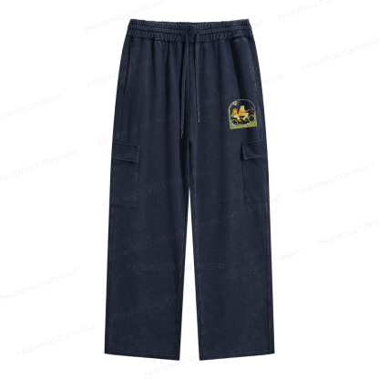 Pagewings Frog And Toad Book Vintage Unisex Washed Cargo Sweatpants