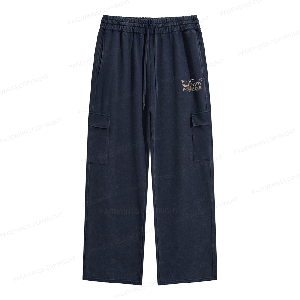 Pagewings Read Freely Unisex Washed Cargo Sweatpants