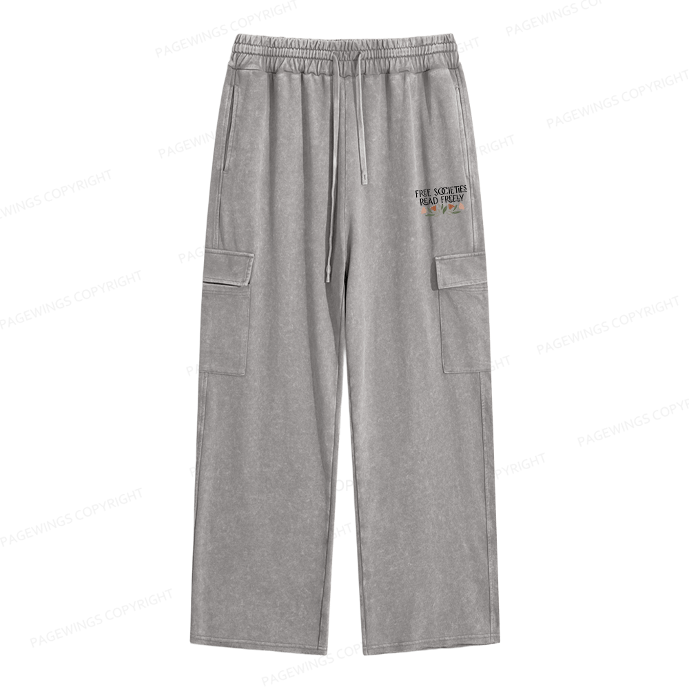 Pagewings Read Freely Unisex Washed Cargo Sweatpants