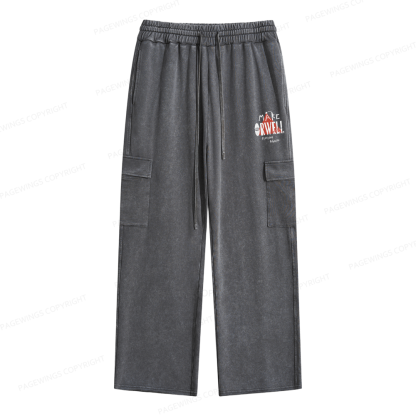 Pagewings Make Orwell Fiction Again Unisex Washed Cargo Sweatpants