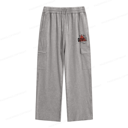 Pagewings Make Orwell Fiction Again Unisex Washed Cargo Sweatpants