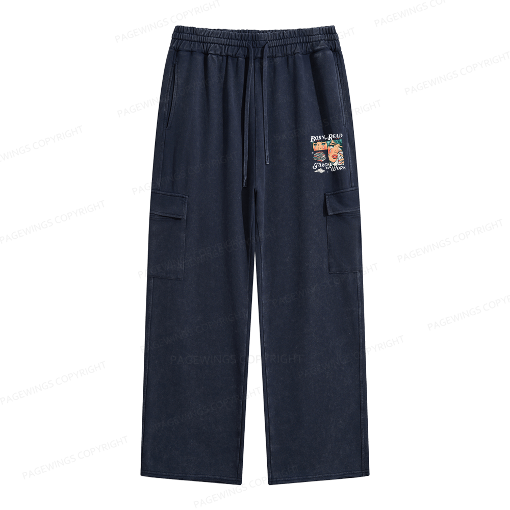 Pagewings Born To Read Bookish Unisex Washed Cargo Sweatpants