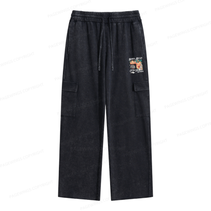 Pagewings Born To Read Bookish Unisex Washed Cargo Sweatpants