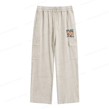 Pagewings Born To Read Bookish Unisex Washed Cargo Sweatpants