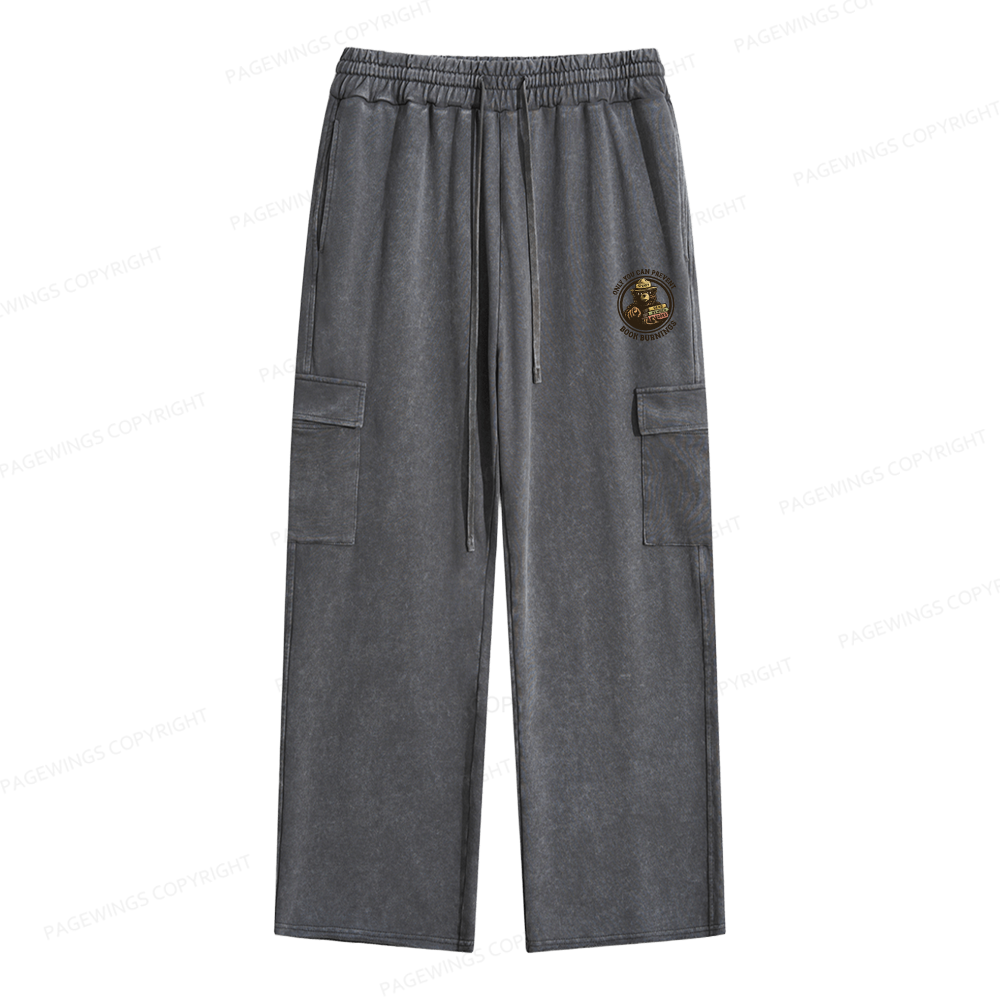 Pagewings Only You Can Prevent Book Burnings Unisex Washed Cargo Sweatpants