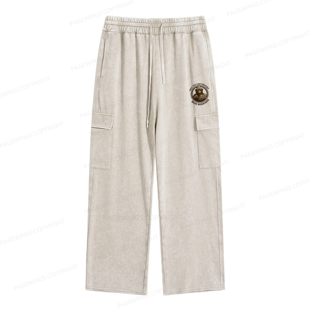 Pagewings Only You Can Prevent Book Burnings Unisex Washed Cargo Sweatpants
