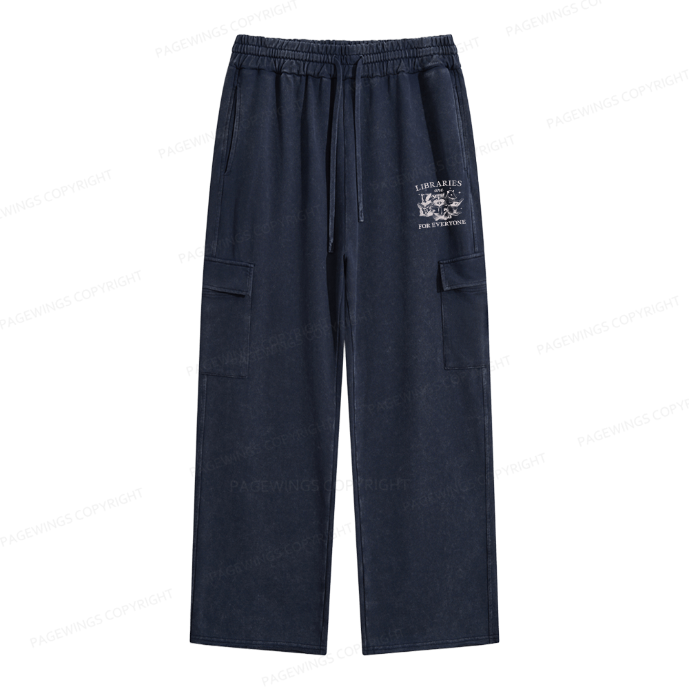 Pagewings Libraries Are For Everyone Unisex Washed Cargo Sweatpants