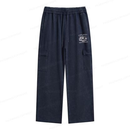 Pagewings Libraries Are For Everyone Unisex Washed Cargo Sweatpants