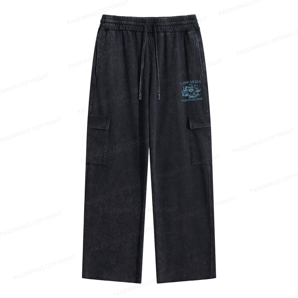 Pagewings Libraries Are For Everyone Unisex Washed Cargo Sweatpants
