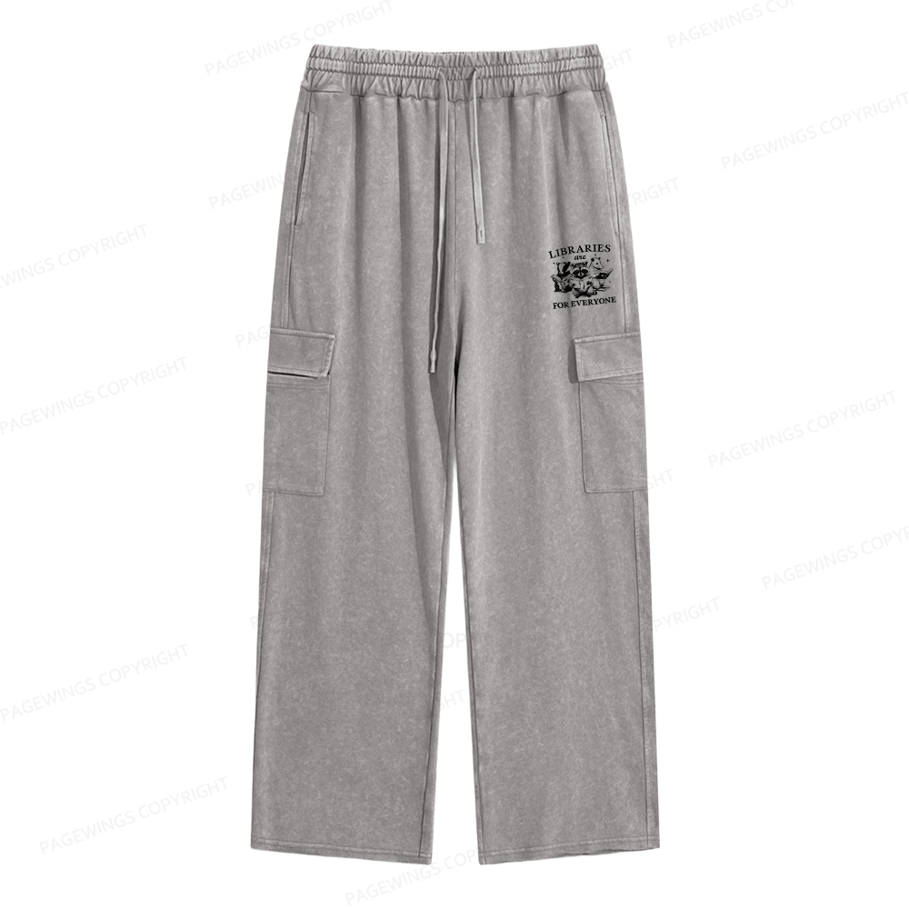 Pagewings Libraries Are For Everyone Unisex Washed Cargo Sweatpants