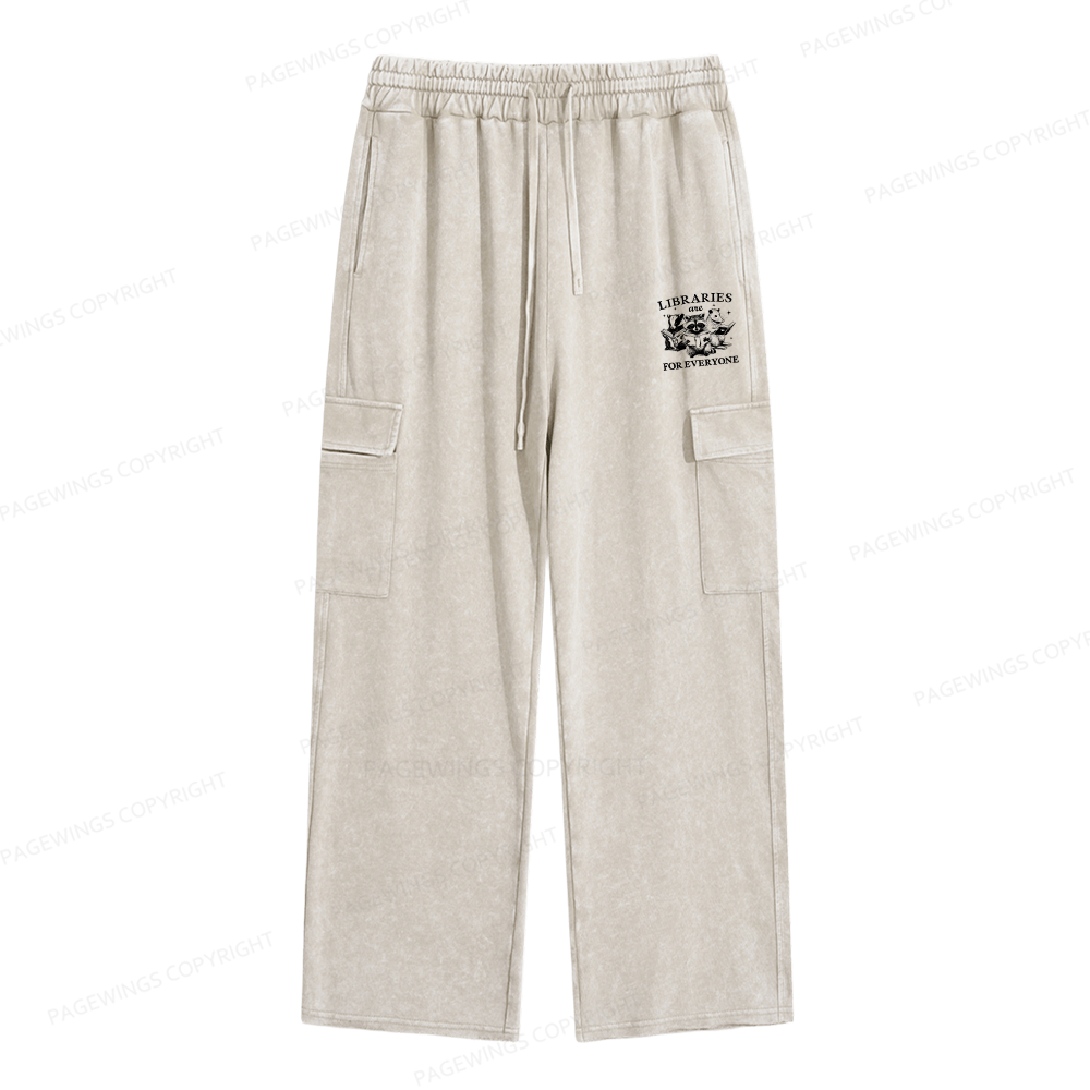 Pagewings Libraries Are For Everyone Unisex Washed Cargo Sweatpants