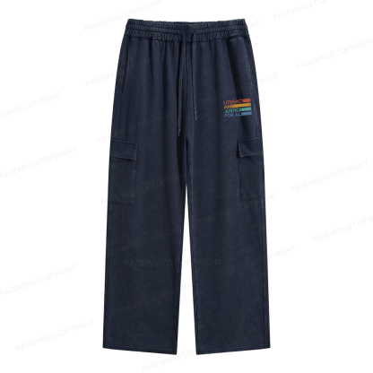 Pagewings Literacy and Justice For All Unisex Washed Cargo Sweatpants
