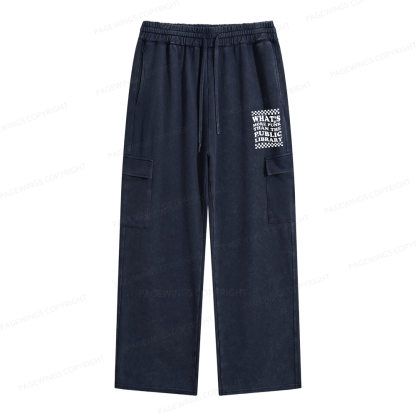 Pagewings Punk The Public Library Unisex Washed Cargo Sweatpants