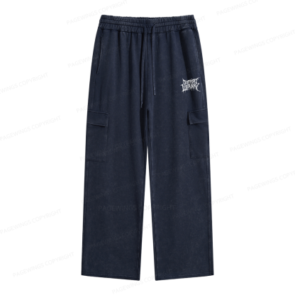 Pagewings Support Your Local Library Unisex Washed Cargo Sweatpants