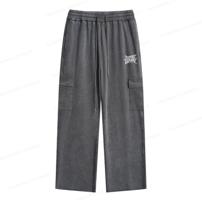Pagewings Support Your Local Library Unisex Washed Cargo Sweatpants