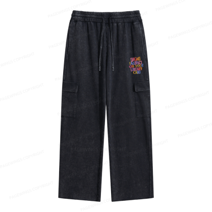 Pagewings Get Your Library Card Unisex Washed Cargo Sweatpants