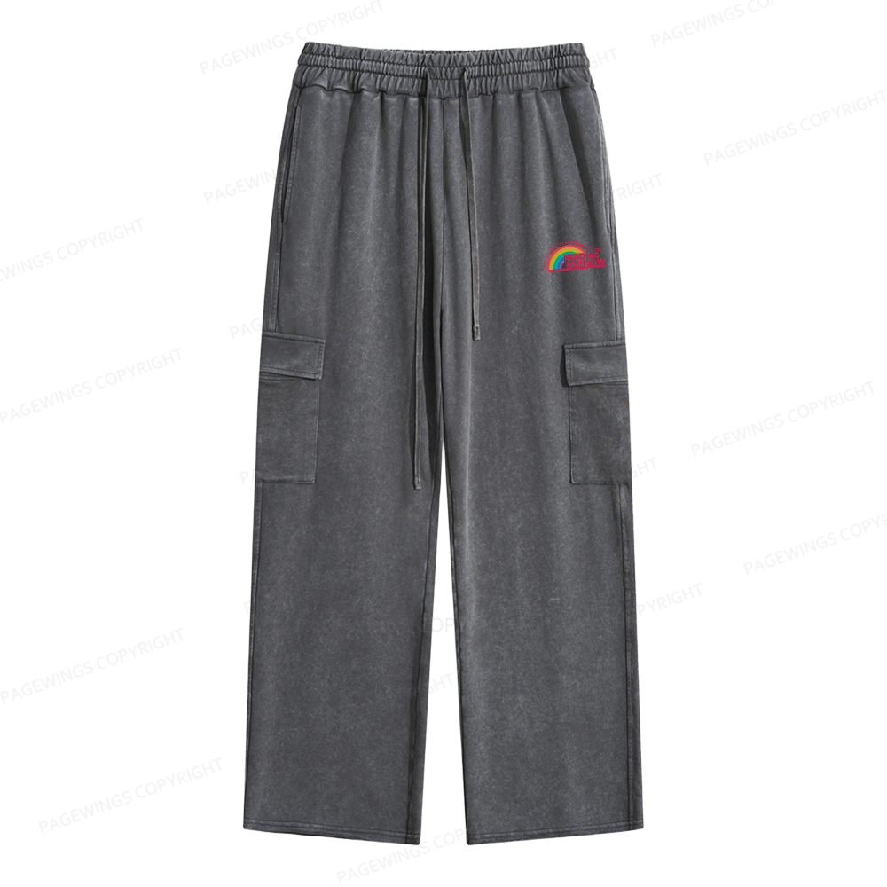 Pagewings Reading Rainbow Unisex Washed Cargo Sweatpants