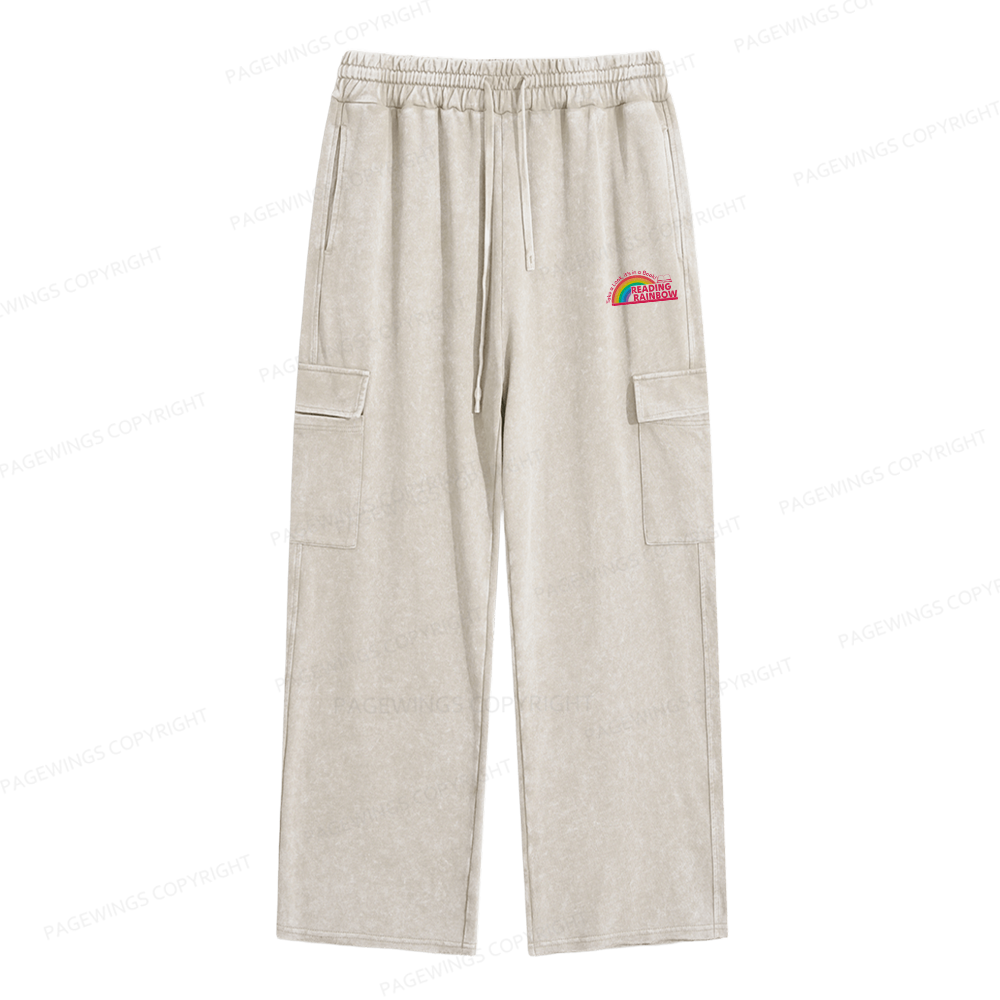 Pagewings Reading Rainbow Unisex Washed Cargo Sweatpants