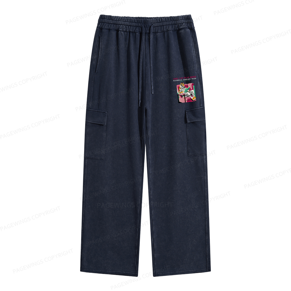 Pagewings Library Week Poster 1996 Unisex Washed Cargo Sweatpants