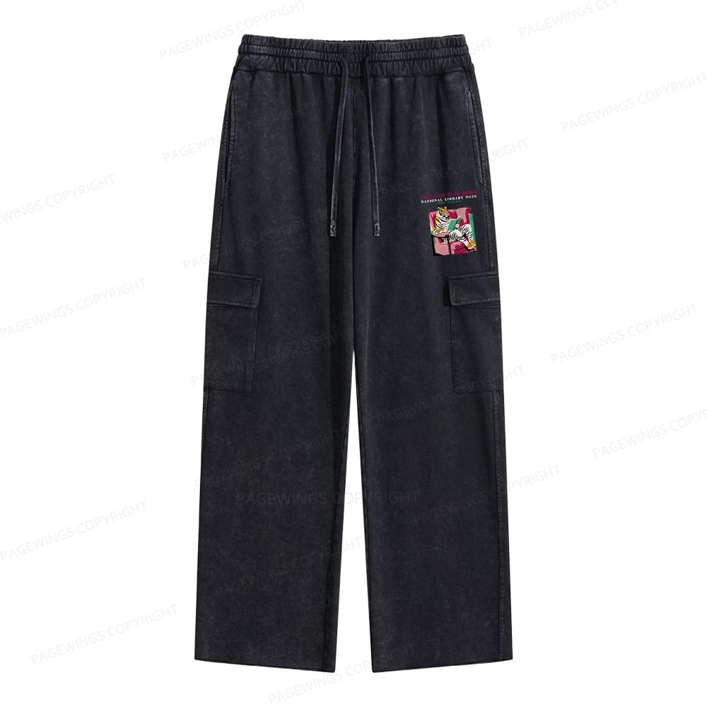 Pagewings Library Week Poster 1996 Unisex Washed Cargo Sweatpants