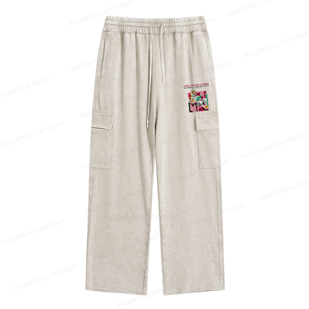 Pagewings Library Week Poster 1996 Unisex Washed Cargo Sweatpants