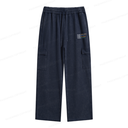 Pagewings Public Libraries Radio Transit Parks Unisex Washed Cargo Sweatpants