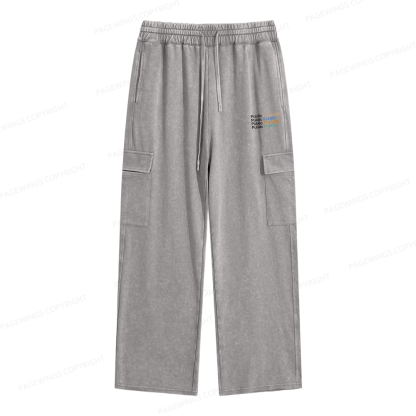 Pagewings Public Libraries Radio Transit Parks Unisex Washed Cargo Sweatpants