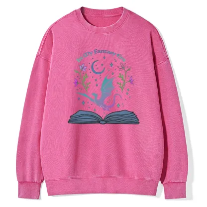 Pagewings In My Fantasy Book Era Unisex Washed Sweatshirt
