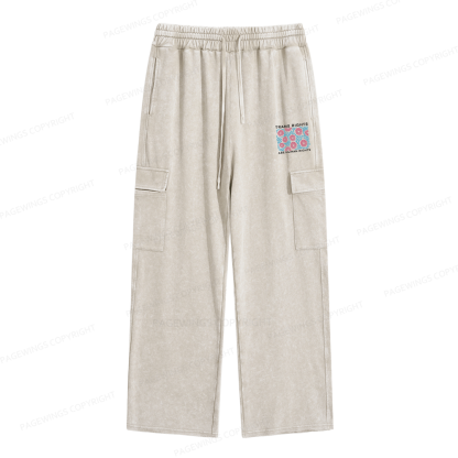 Pagewings Trans Rights Are Human Rights Unisex Washed Cargo Sweatpants