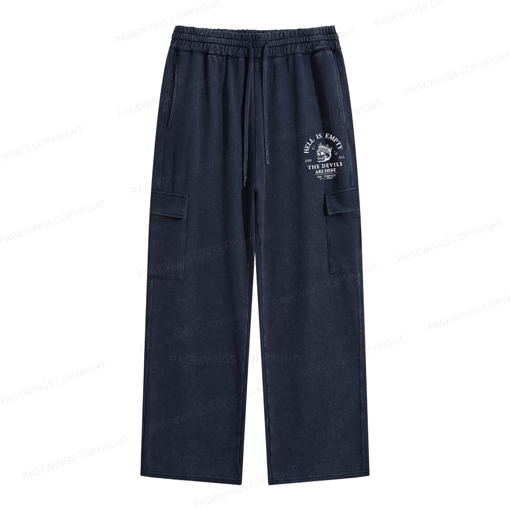 Pagewings Hell Is Empty And All The Devils Are Here Unisex Washed Cargo Sweatpants