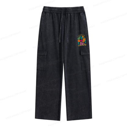 Pagewings Literacy And Justice Unisex Washed Cargo Sweatpants
