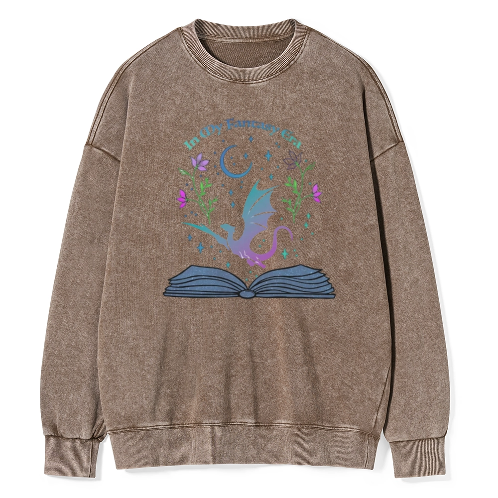 Pagewings In My Fantasy Book Era Unisex Washed Sweatshirt