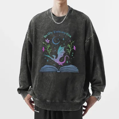 Pagewings In My Fantasy Book Era Unisex Washed Sweatshirt