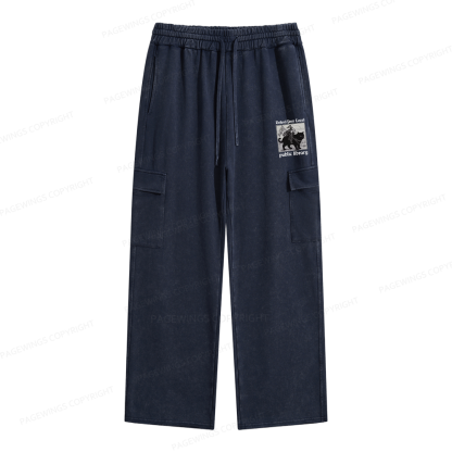 Pagewings Defend Your Local public library Unisex Washed Cargo Sweatpants