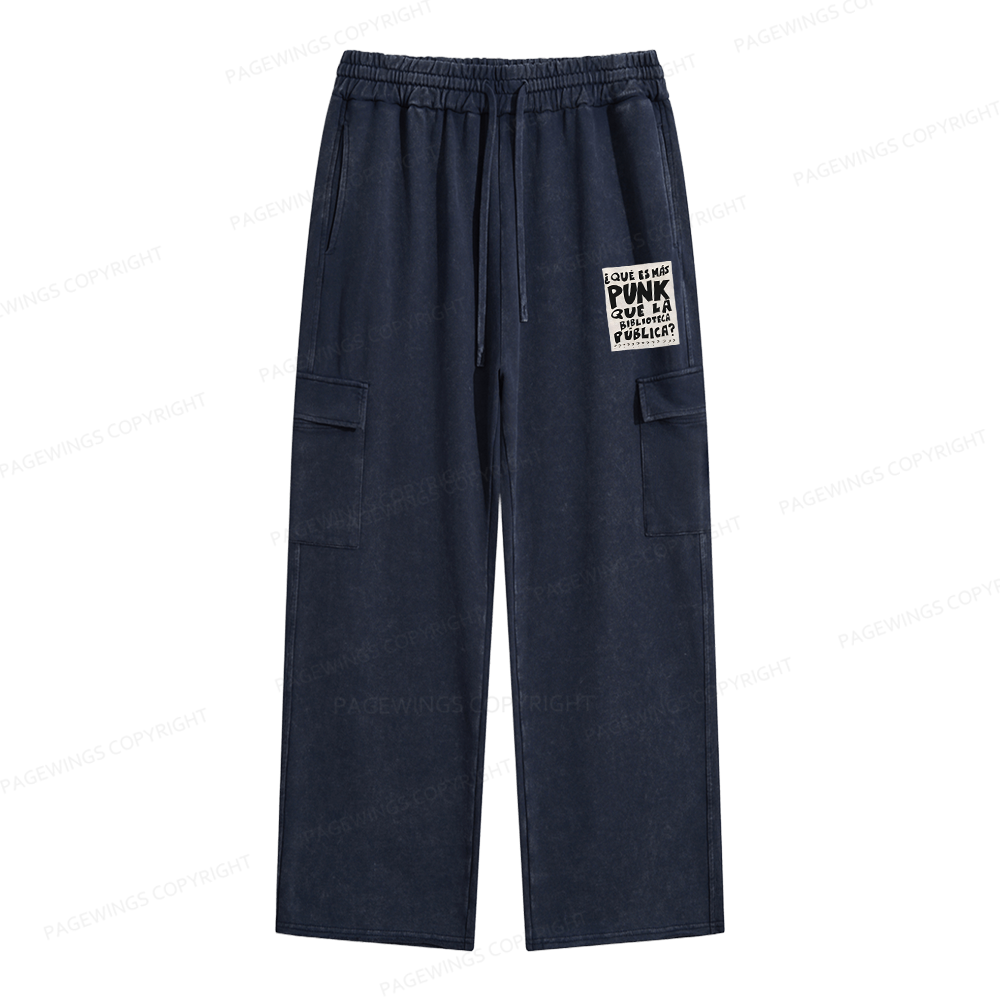 Pagewings What's More Punk Than The Public Library Unisex Washed Cargo Sweatpants