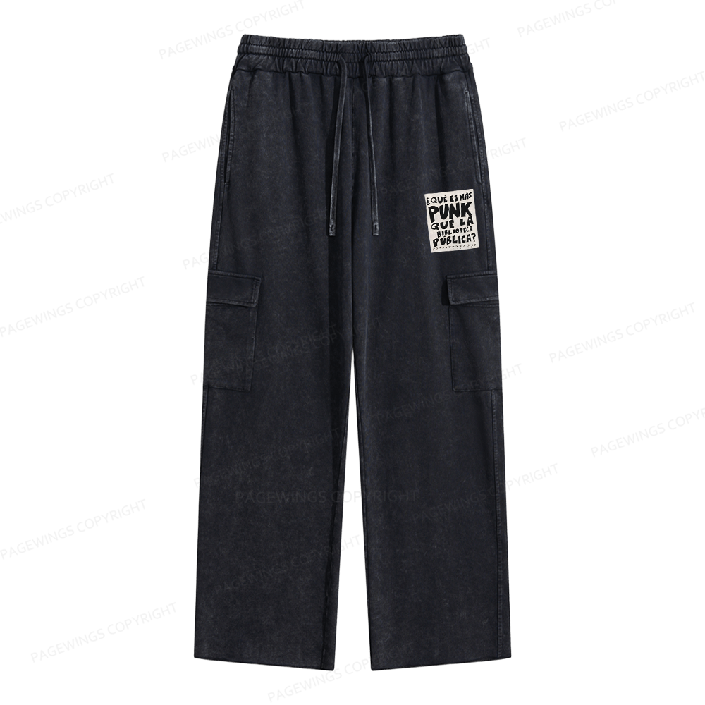 Pagewings What's More Punk Than The Public Library Unisex Washed Cargo Sweatpants