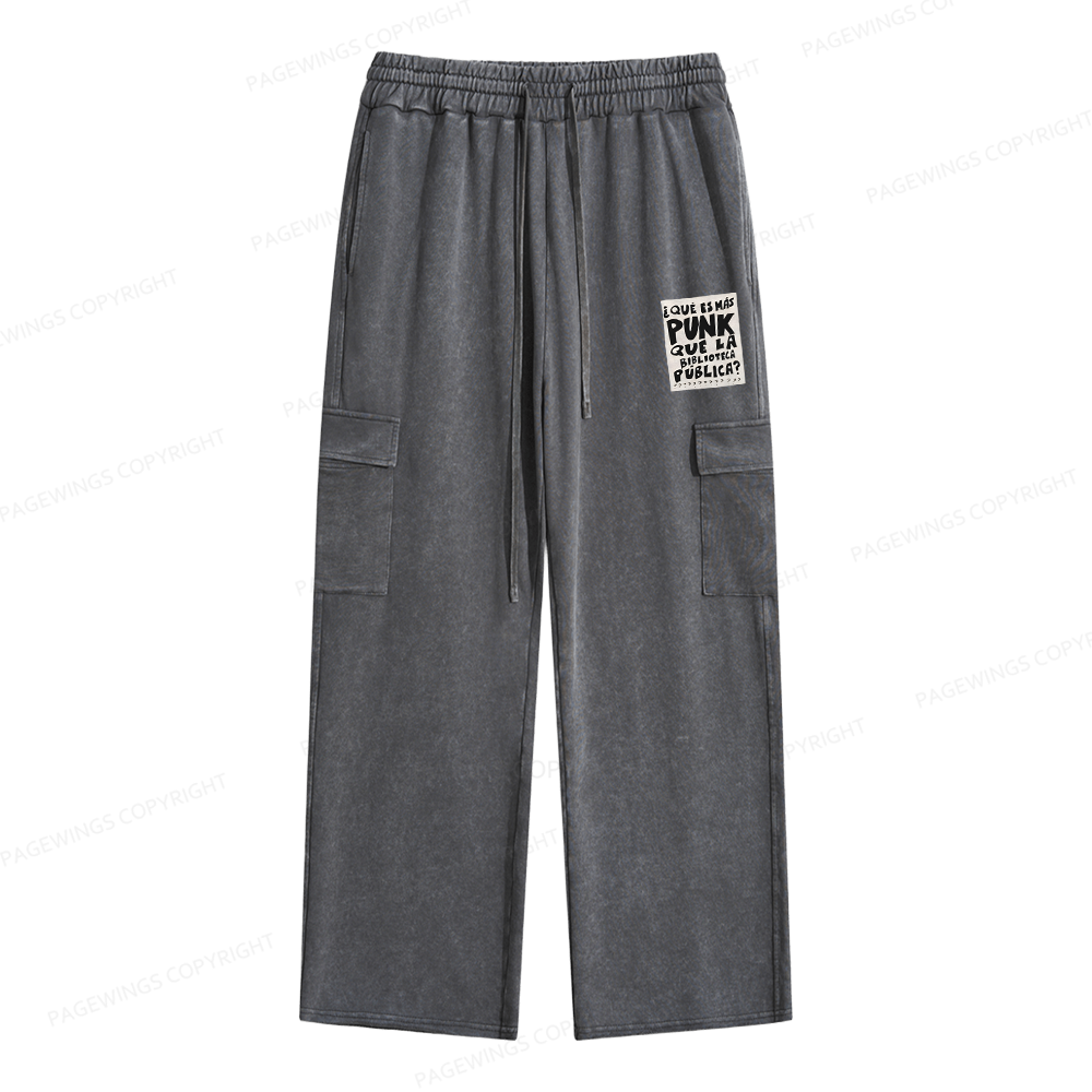 Pagewings What's More Punk Than The Public Library Unisex Washed Cargo Sweatpants