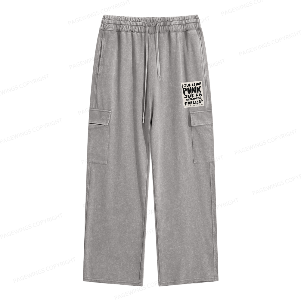 Pagewings What's More Punk Than The Public Library Unisex Washed Cargo Sweatpants